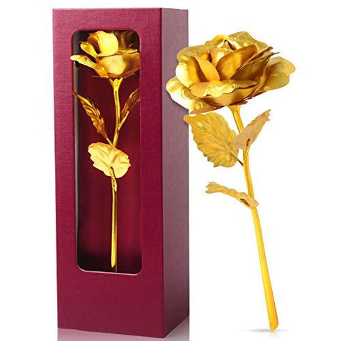 24K Artificial Rose Gold Flower Gift for Girlfriend Wife Mom